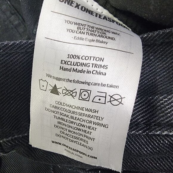 One X OneTeaspoon Free People Awesome Baggies Washed Black Destroyed Jeans 25 - Picture 5 of 9